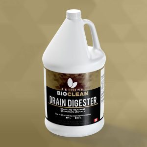 A ReThink BioClean's jug of Drain Digester cleaner.