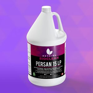 A ReThink BioClean's jug of Persian 15LP brewery cleaner.