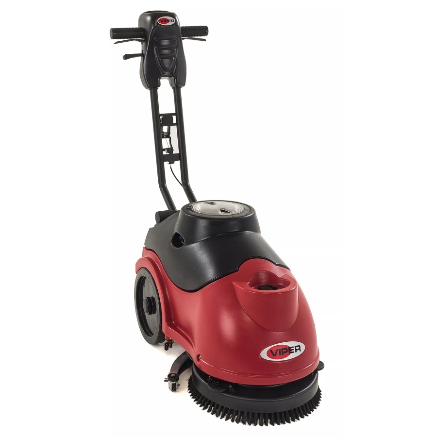 A Viper Venom Fang 15B floor scrubber in red and black.